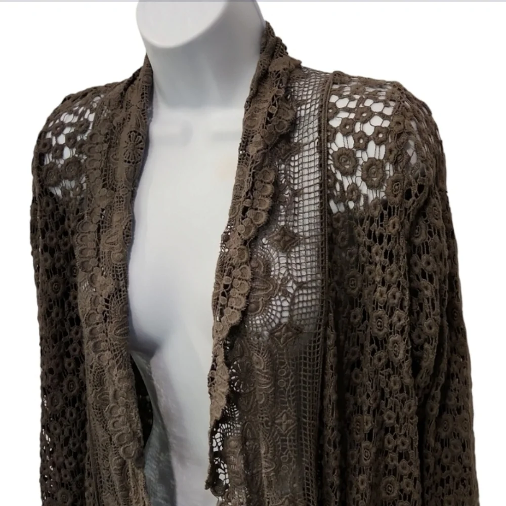 Johnny Was Crochet Floral Cardigan Duster